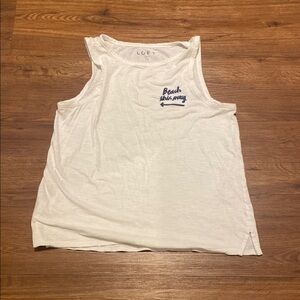 LOFT White Tank with Navy Graphic